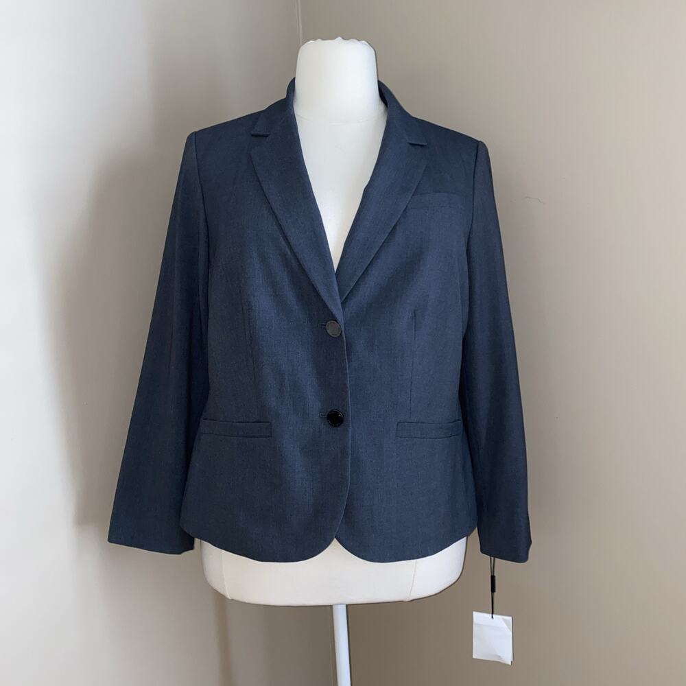 CALVIN KLEIN Charcoal Gray Long Sleeve Two Button Lined Pockets Blazer Size 18W